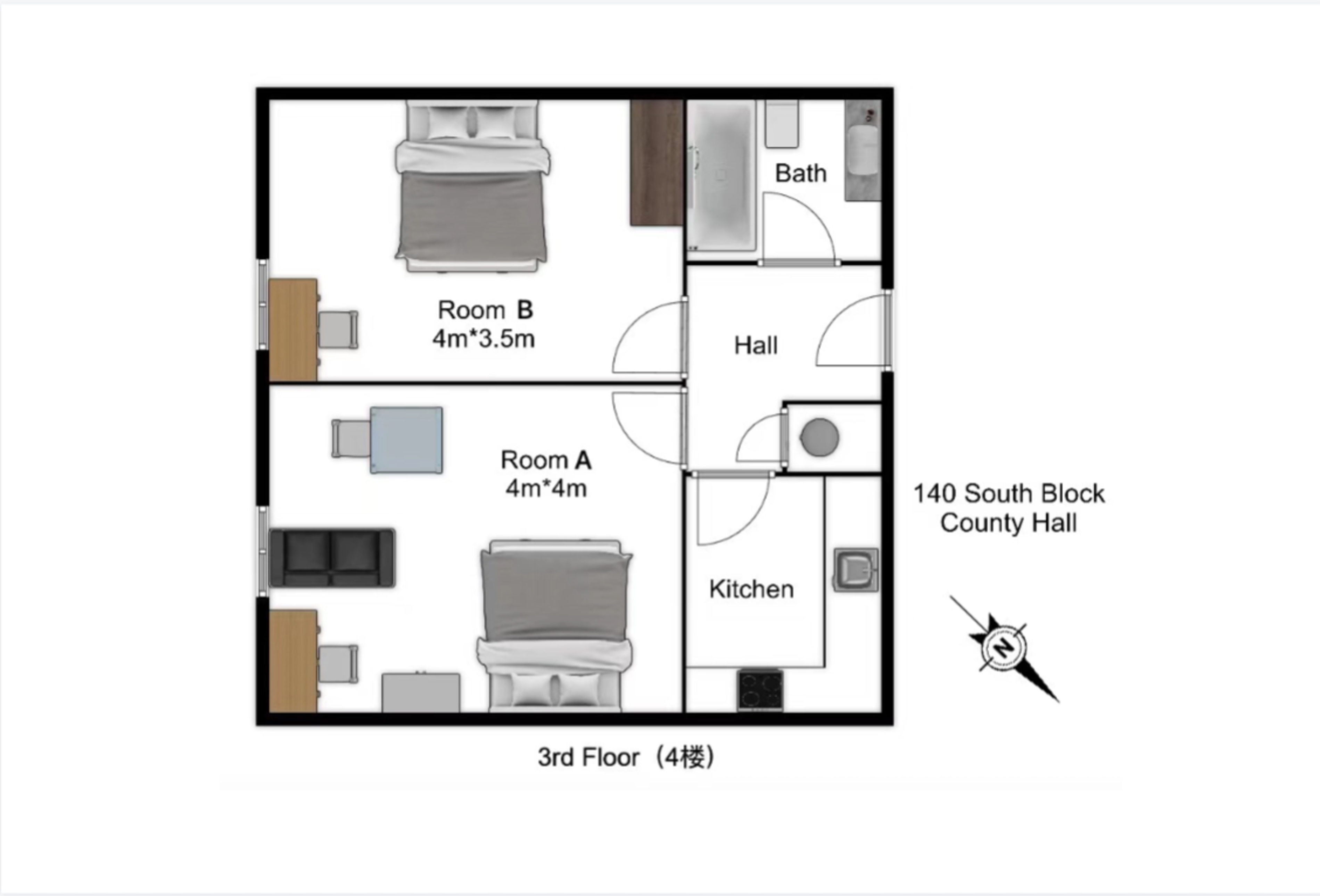 Waterloo｜County Hall 140SB｜2B1B