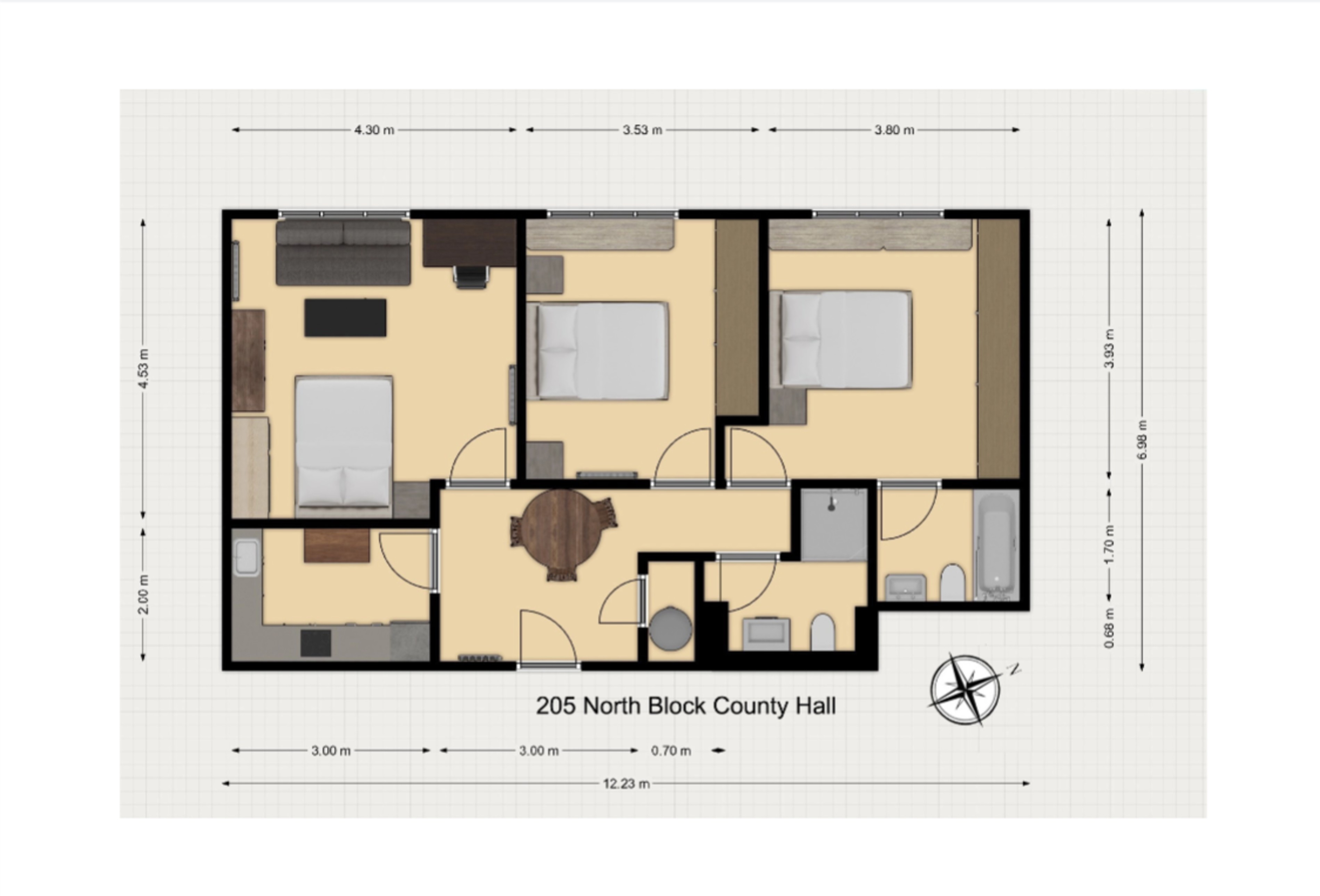 Waterloo｜County Hall 205NB｜3B2B