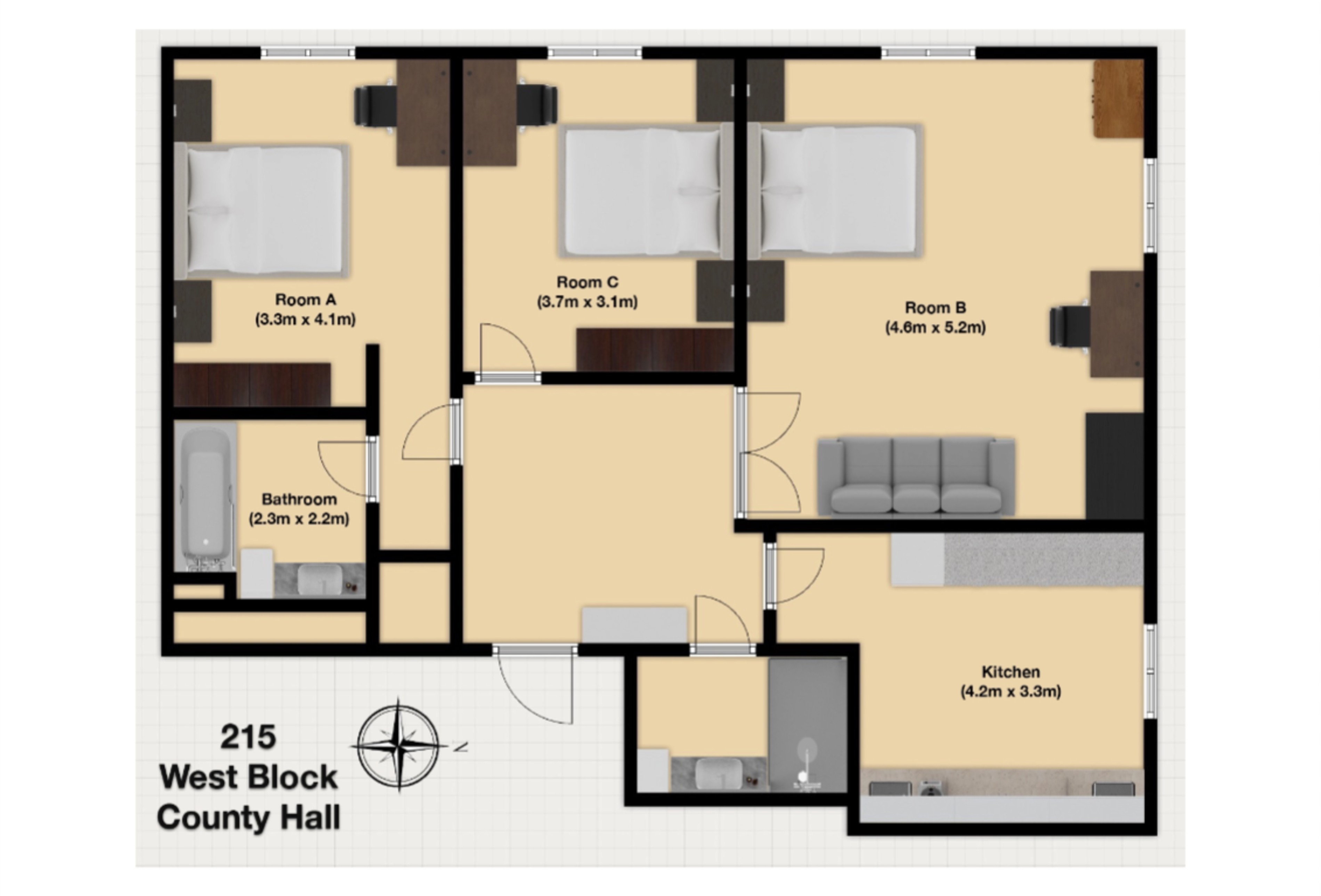 Waterloo｜County Hall 215WB｜3B2B