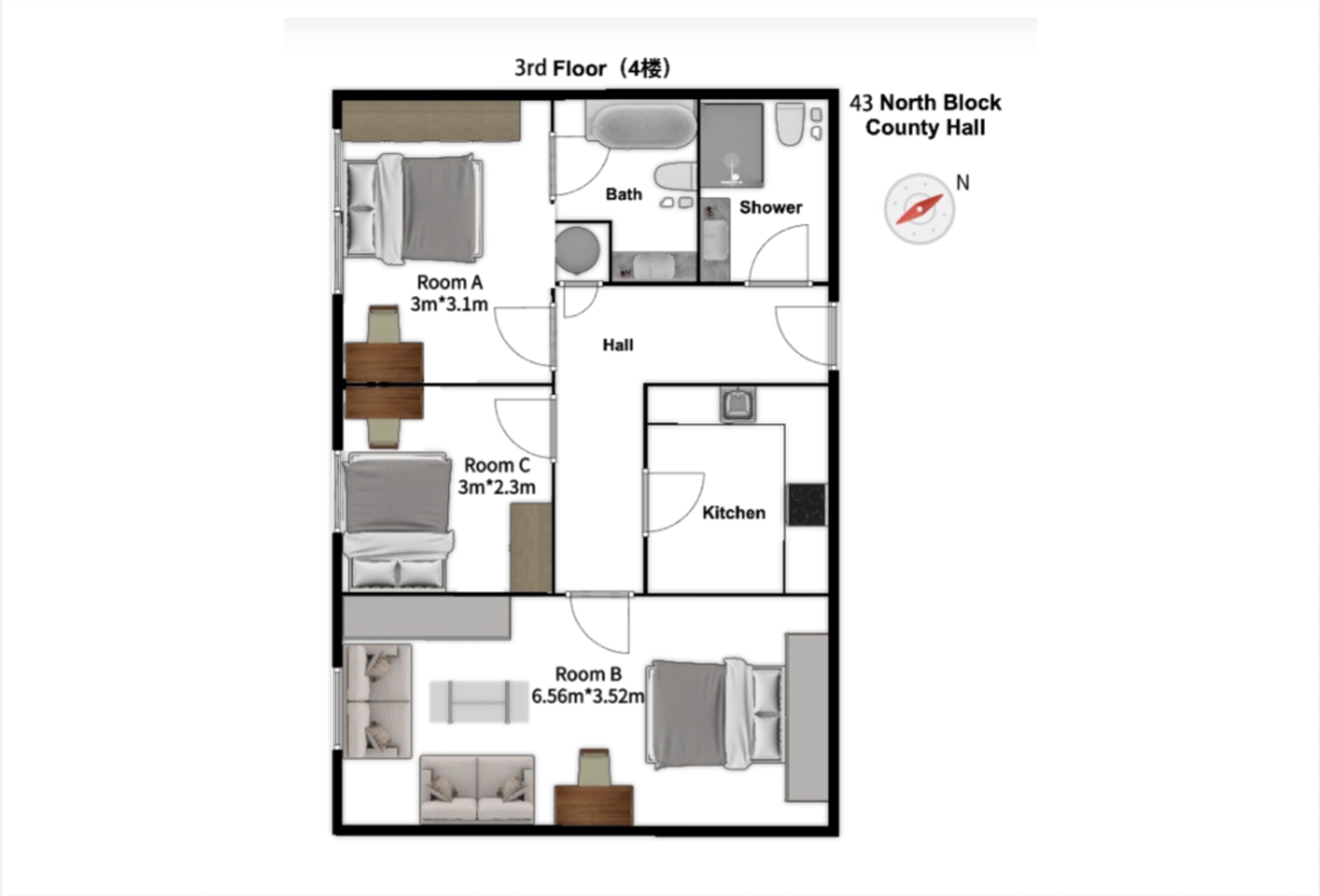 Waterloo｜County Hall 43NB｜3B2B