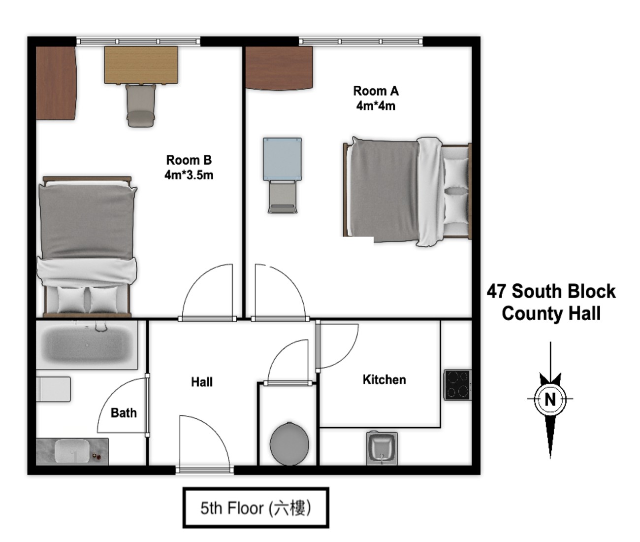 Waterloo｜County Hall 47SB｜2B1B
