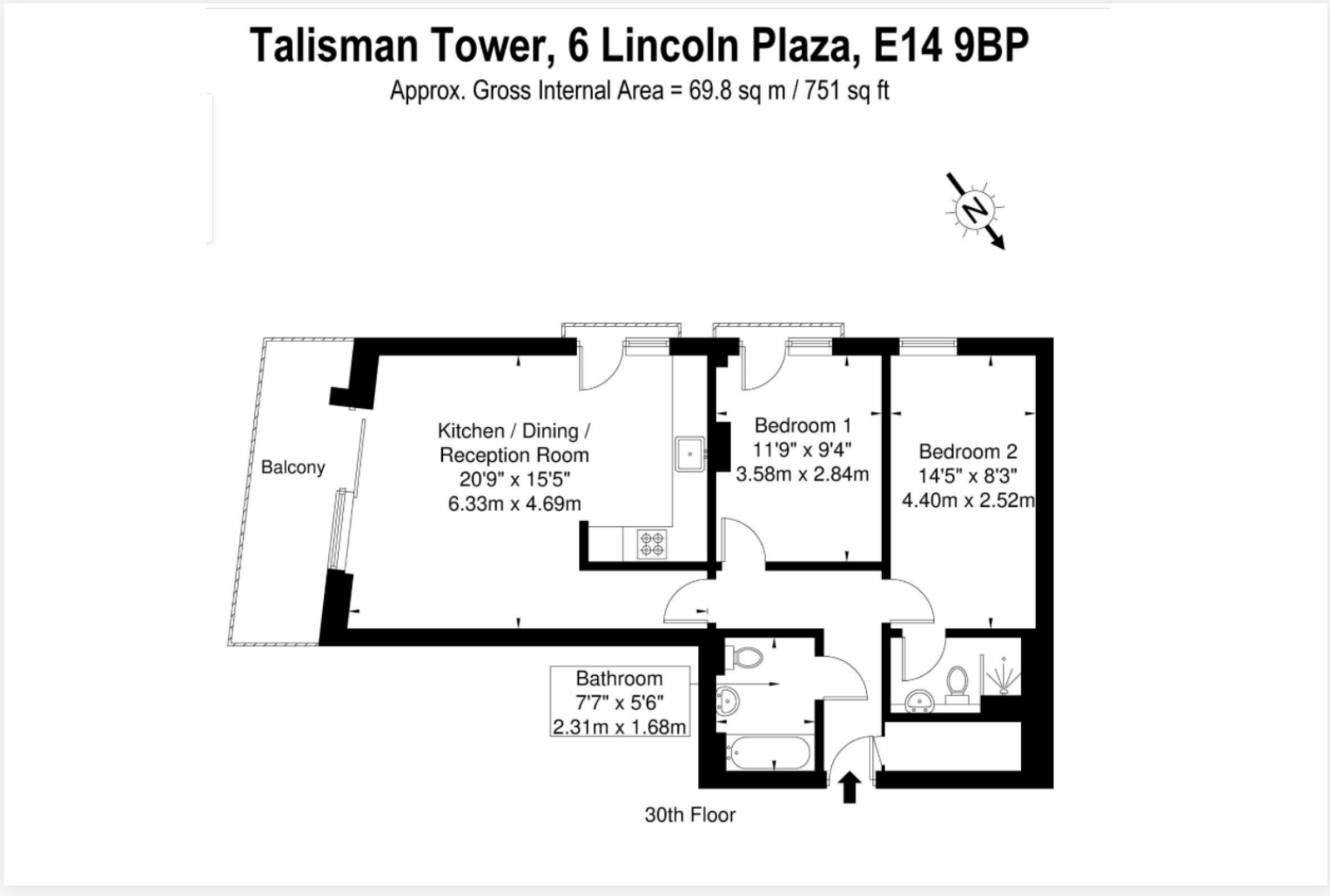 Canary Wharf丨Talisman Tower丨2B2B已下
